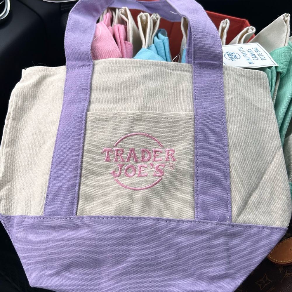 Purple and Cream Trader Joe’s Mini Tote Bag